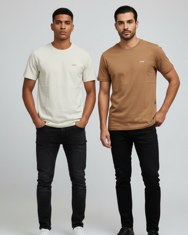 Essential 2 Pack Tee - Biscuit & Cream