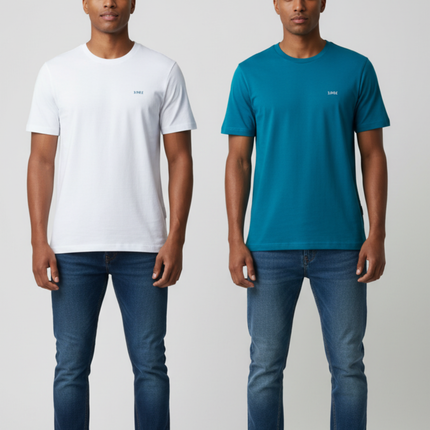 Essential 2 Pack Tee - White & Teal