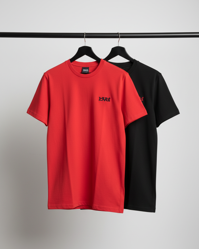 Essential 2 Pack Tee - Black & Red
