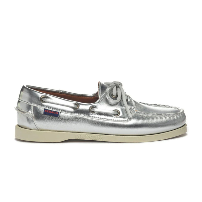 SEBAGO DOCKSIDES PORTLAND MET WMN - SILVER