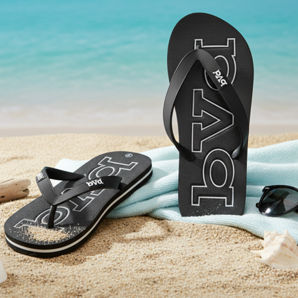 Embossed Kids Flip Flop - Black
