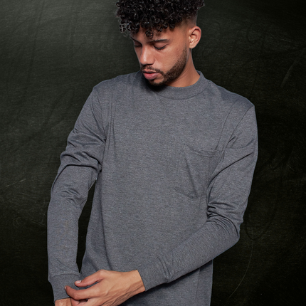 Classic Pocket T Long Sleeve - Charcoal Melange