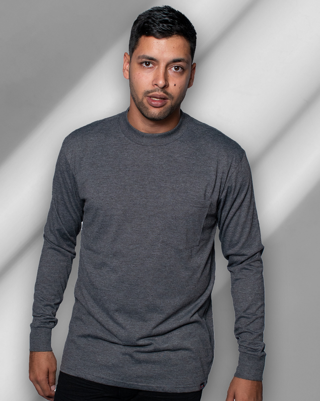 Classic Pocket T Long Sleeve - Charcoal Melange