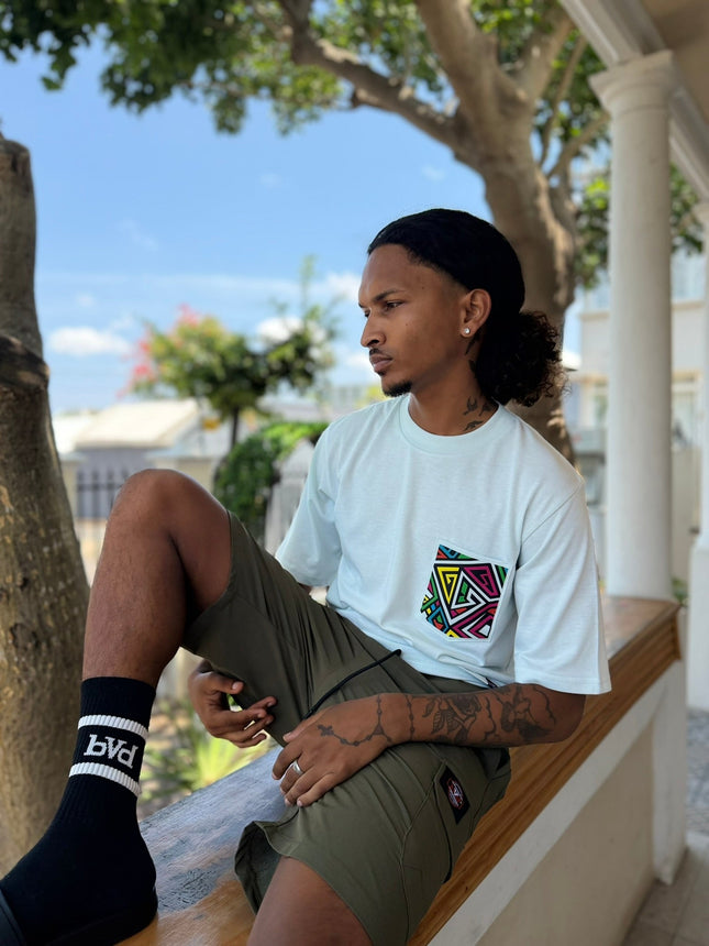 Designer Print Pocket T Short Sleeve - Ice