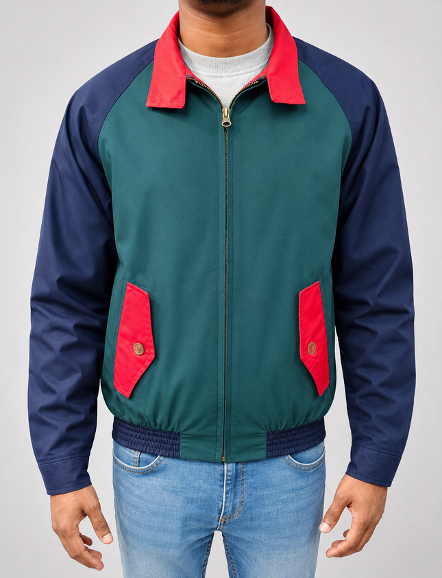 LONDON FOG HARRINGTON JACKET - COLOUR BLOCK