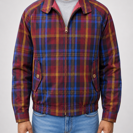 LONDON FOG HARRINGTON CHECK JACKET - MAROON