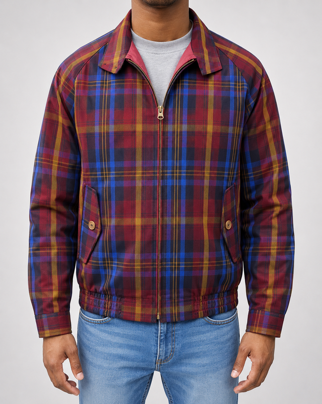 LONDON FOG HARRINGTON CHECK JACKET - MAROON