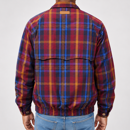 LONDON FOG HARRINGTON CHECK JACKET - MAROON