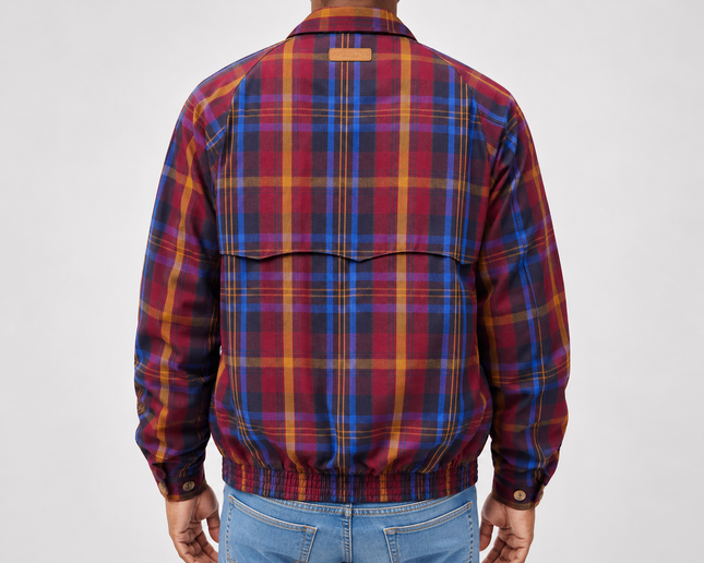LONDON FOG HARRINGTON CHECK JACKET - MAROON