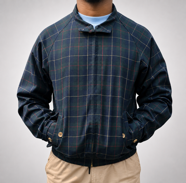 LONDON FOG HARRINGTON CHECK JACKET - FOREST