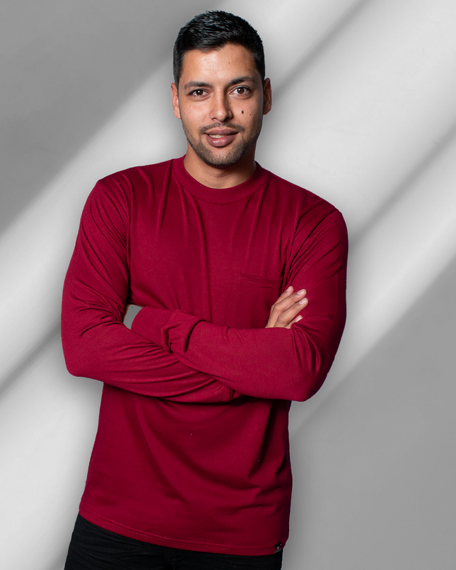 Classic Pocket T Long Sleeve - Maroon