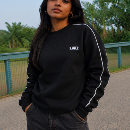 Signature Piping Crew - Black White