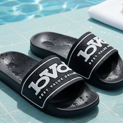 3D Logo Pool Slide - Black/White