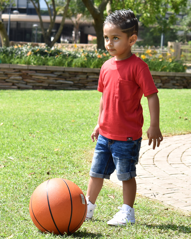 Classic Kids Pocket T Short Sleeve - Sport Red