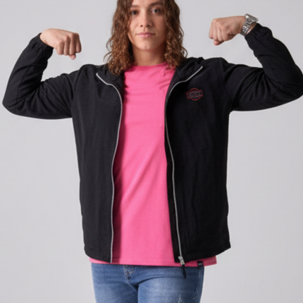 Windbreaker Jacket - Black/Red