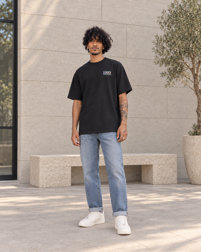 Heavyweight Relaxed Side Logo Tee - Black Multi