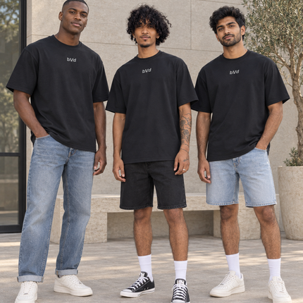 Heavyweight Relaxed Centre Logo Tee - Black Lt Grey