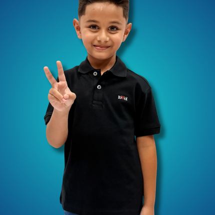 Kids Pique Golfer Short Sleeve - Black
