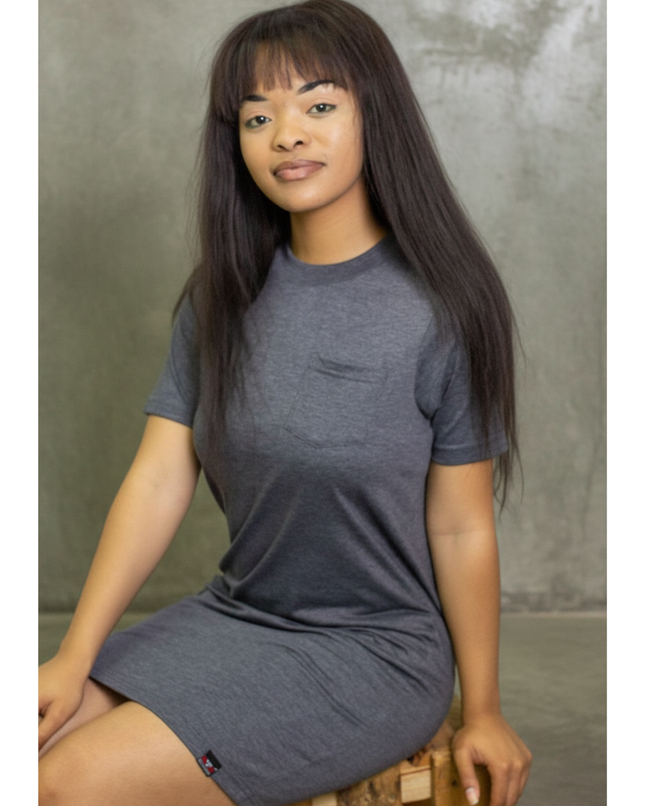 Classic Pocket T Dress - Charcoal Melange