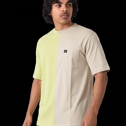 2 Tone Pocket T Short Sleeve - Ivory/Lemon