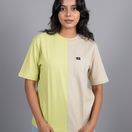 2 Tone Pocket T Short Sleeve - Ivory/Lemon