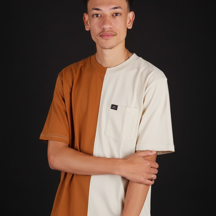 2 Tone Pocket T Short Sleeve - Ivory/Rust