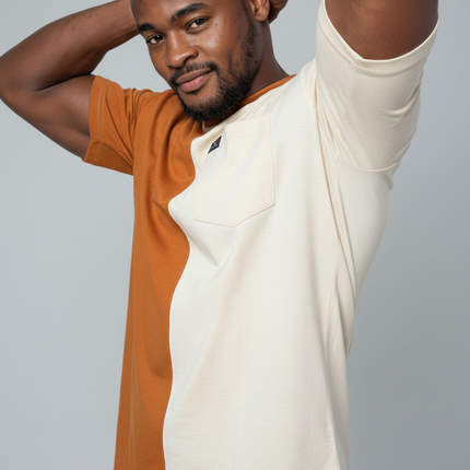 2 Tone Pocket T Short Sleeve - Ivory/Rust