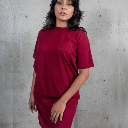 Classic Pocket T Dress - Maroon