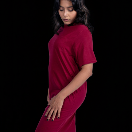 Classic Pocket T Dress - Maroon
