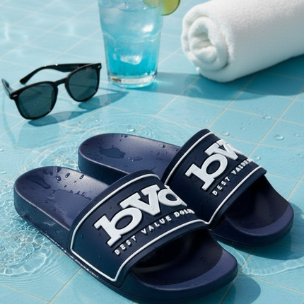 3D Logo Pool Slide - Navy/White