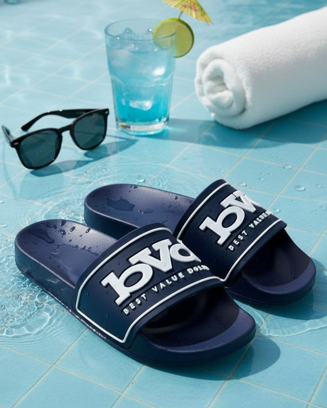 3D Logo Pool Slide - Navy/White