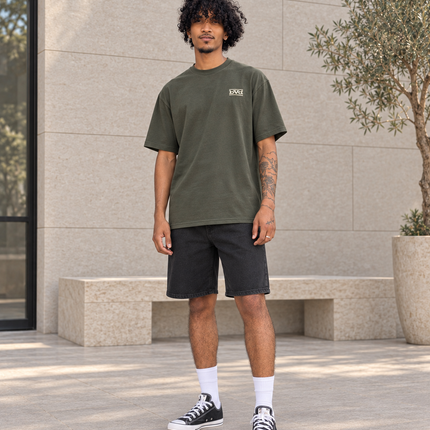 Heavyweight Relaxed Side Logo Tee - Olive Cream