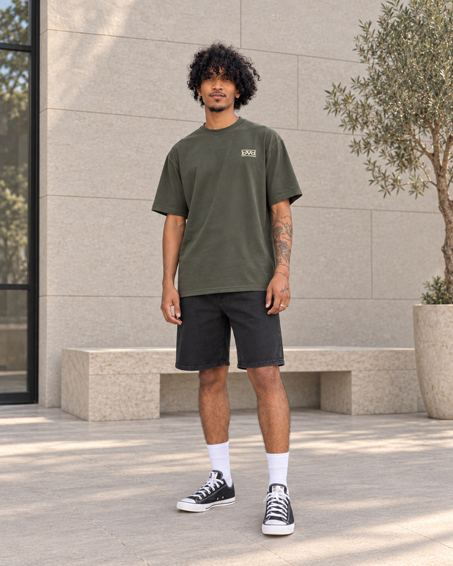 Heavyweight Relaxed Side Logo Tee - Olive Cream