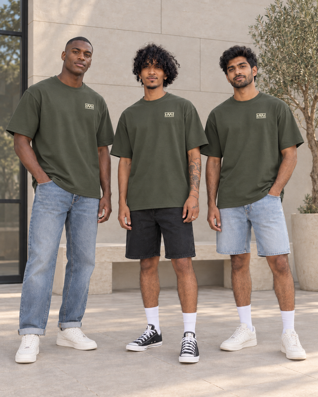 Heavyweight Relaxed Side Logo Tee - Olive Cream