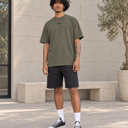 Heavyweight Relaxed Centre Logo Tee - Olive Dk Grey