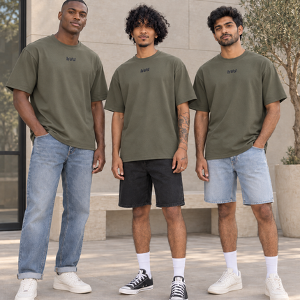Heavyweight Relaxed Centre Logo Tee - Olive Dk Grey