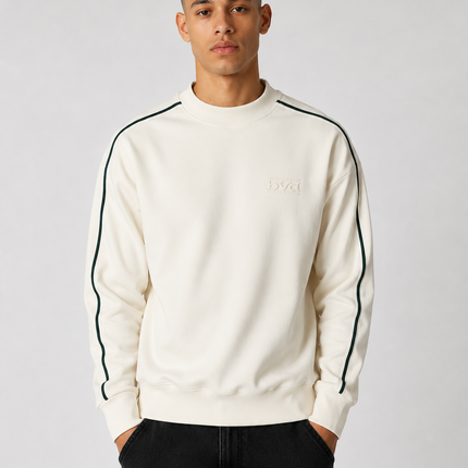 Signature Piping Crew - Cream Green