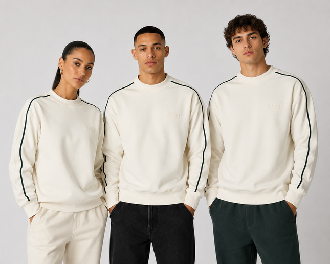 Signature Piping Crew - Cream Green