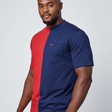 2 Tone Pocket T Short Sleeve - Royal/Red