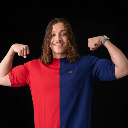 2 Tone Pocket T Short Sleeve - Royal/Red