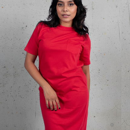 Ladies Pocket T Dress - Sport Red