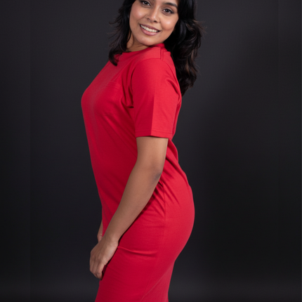 Ladies Pocket T Dress - Sport Red