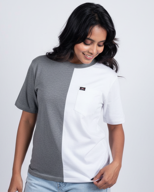 2 Tone Pocket T Short Sleeve - White/Grey Mel