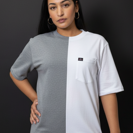 2 Tone Pocket T Short Sleeve - White/Grey Mel