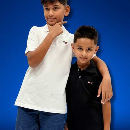 Kids Pique Golfer Short Sleeve - Black