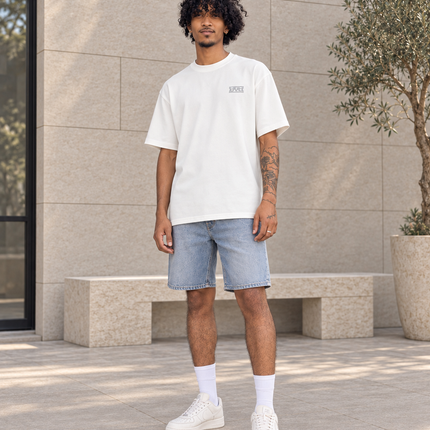 Heavyweight Relaxed Side Logo Tee - Star White Lt Grey