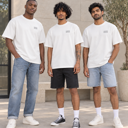 Heavyweight Relaxed Side Logo Tee - Star White Lt Grey