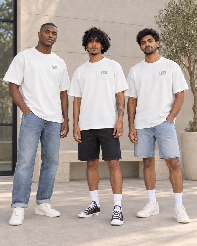 Heavyweight Relaxed Side Logo Tee - Star White Lt Grey