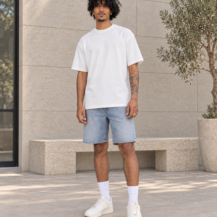 Heavyweight Relaxed Centre Logo Tee - Star White