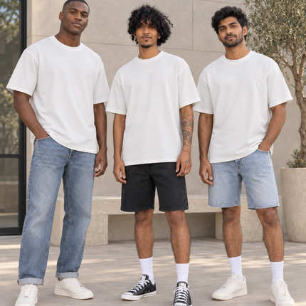 Heavyweight Relaxed Centre Logo Tee - Star White